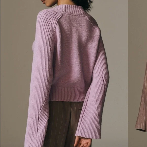 Anthropologie Lilac V-Neck Sweater - Picture 2 of 6